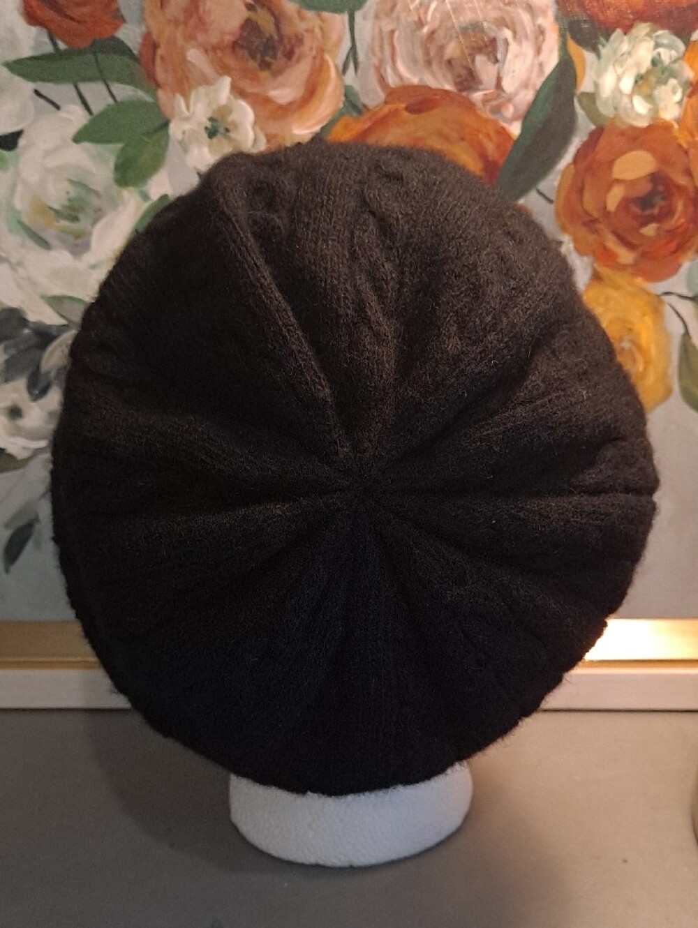 Portolano Italian Made Black 100% Cashmere Cable Knit Slouchy Beanie - Picture 2 of 7